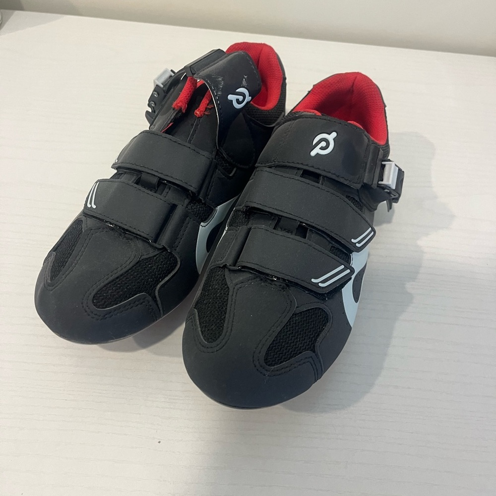 Peloton Red and Black Cycling Shoes with Velcro Straps